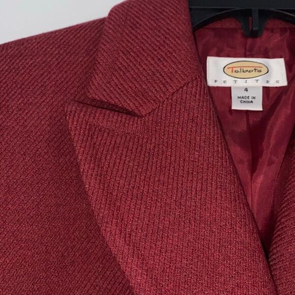 Talbots Sz 4 Wool Notched Collar 3 Button Collegiate Academy Blazer Cranberry - Picture 7 of 15